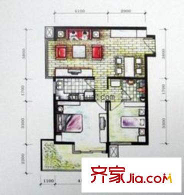 西雅圖翡翠城 2室 戶型圖