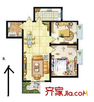 菁華名門 戶型圖 2室2廳1衛(wèi) 