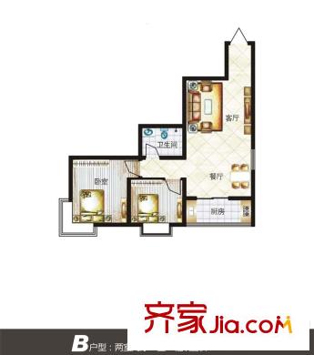 左鄰右舍 戶型圖 2室2廳1衛(wèi)