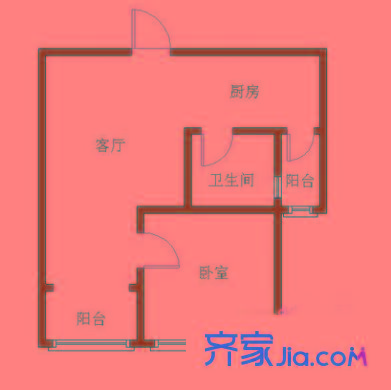 左鄰右舍 1室 戶型圖
