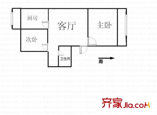 明德門小區(qū) 2室 戶型圖