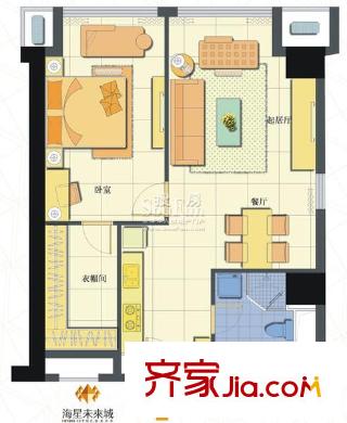 海星未來城   1室  戶型圖