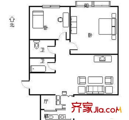 高科花園 2室 戶型圖