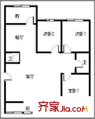 高科花園 3室 戶型圖