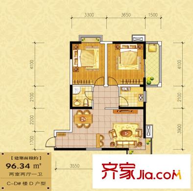  高科花園 戶型圖 2室2廳1衛(wèi)