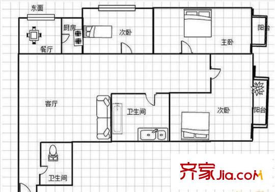 太白小區(qū) 3室 戶型圖