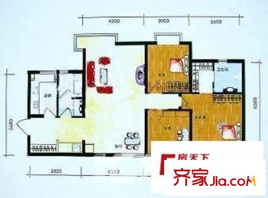 鑫龍?zhí)烊痪?3室 戶型圖