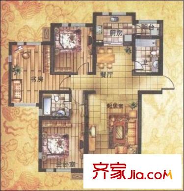 公園天下 戶型圖 3室2廳2衛(wèi) 