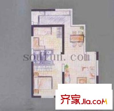 紫薇家天下戶型圖2室2廳1衛(wèi)1廚