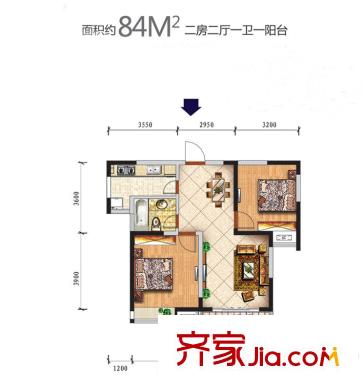 錦園小區(qū) 戶型圖 2室2廳1衛(wèi)