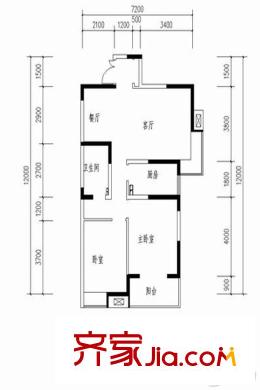 廣廈水岸東方6#小高層戶型 2室2廳1衛(wèi)1廚