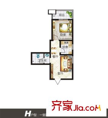 左鄰右舍 戶型圖 1室2廳1衛(wèi)