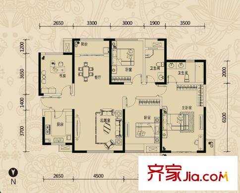 龍湖紫都城戶型圖戶型圖 4室2廳2衛(wèi)1廚