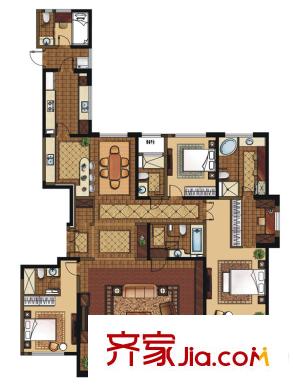 萊安逸琿二期8號(hào)樓戶型 4室3廳4衛(wèi)2廚