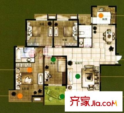 城市風(fēng)景?夏日景色 戶型圖 4室2廳2衛(wèi)1廚
