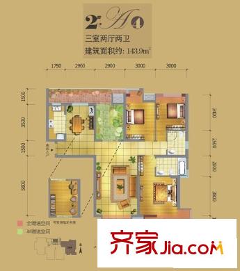 夏日景色 3室 戶型圖