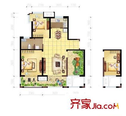 新里魏瑪公館戶型圖戶型圖 3室2廳1衛(wèi)1廚