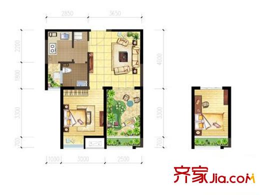 新里魏瑪公館戶型圖戶型圖 1室2廳1衛(wèi)1廚