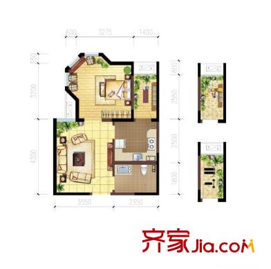 新里魏瑪公館戶型圖戶型圖 1室2廳1衛(wèi)1廚