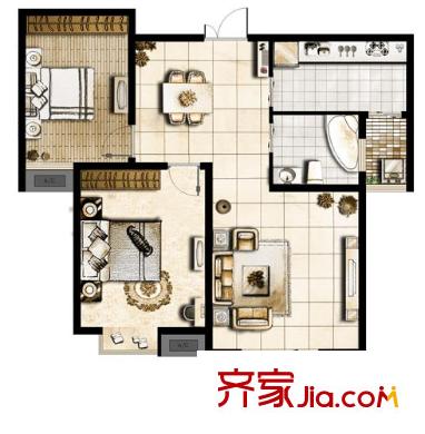 沁水新城 2室 戶型圖