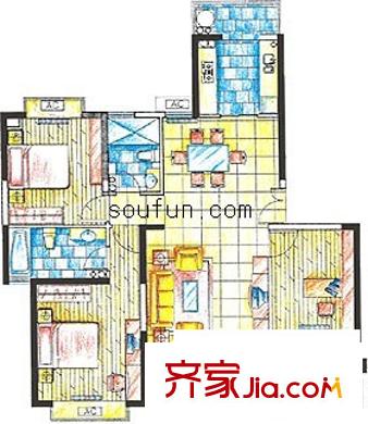 天地源楓林綠洲 3室 戶型圖