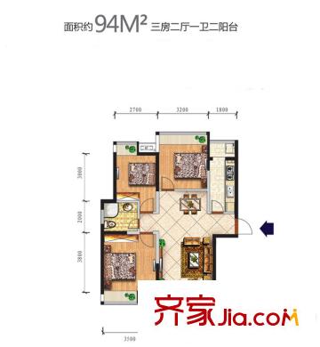錦園小區(qū) 戶型圖 3室2廳2衛(wèi)
