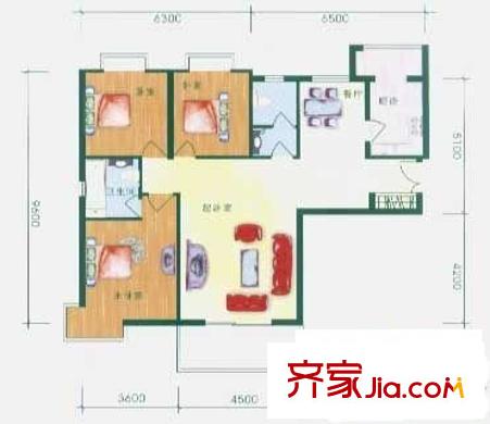 鑫龍?zhí)烊痪?3室 戶型圖