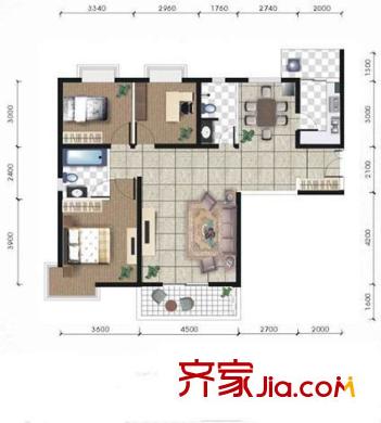 鑫龍?zhí)烊痪?3室 戶型圖