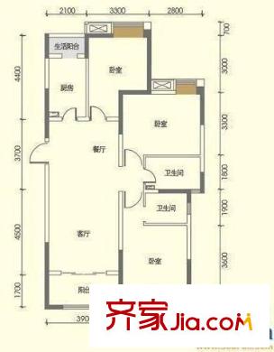 唐園小區(qū) 3室 戶型圖