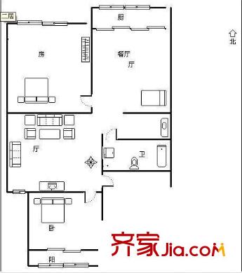 唐園小區(qū) 2室 戶型圖