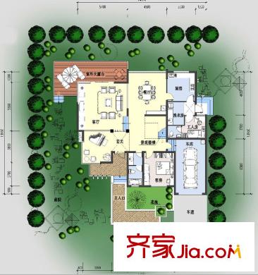 紫薇山莊A戶型 平地北入口平面圖 2室2廳1衛(wèi)1廚