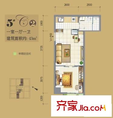 高科新花園 1室 戶型圖