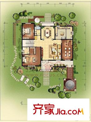 達(dá)觀天下158平米3居戶型 3室2廳1衛(wèi)1廚