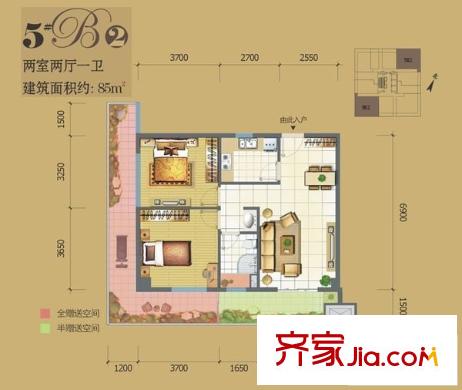 夏日景色 2室 戶型圖