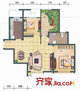 新里魏瑪公館戶型圖優(yōu)雅三房 3室2廳1衛(wèi)1廚