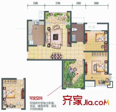 新里魏瑪公館戶型圖舒適三房 3室2廳1衛(wèi)1廚