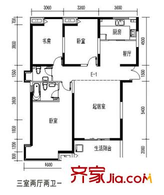 沁水新城 3室 戶型圖