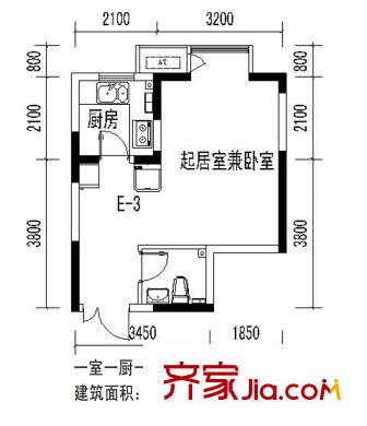 沁水新城 1室 戶型圖