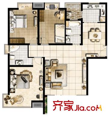 沁水新城 3室 戶型圖