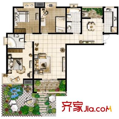 沁水新城 3室 戶型圖