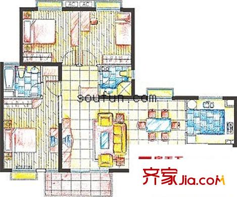 天地源楓林綠洲 3室 戶型圖