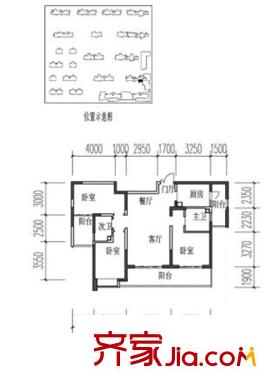 金地湖城大境戶型圖 3室2廳2衛(wèi)1廚