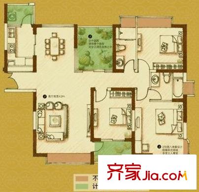 中海東郡 3室 戶型圖