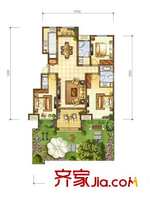 陽光城西咸壹號(hào)洋房D戶型圖 3室2廳3衛(wèi)1廚