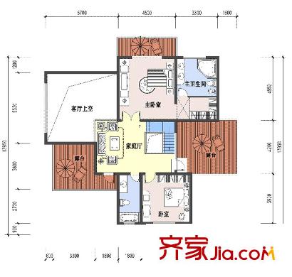 紫薇山莊D戶型 二層平面圖 2室1廳1衛(wèi)