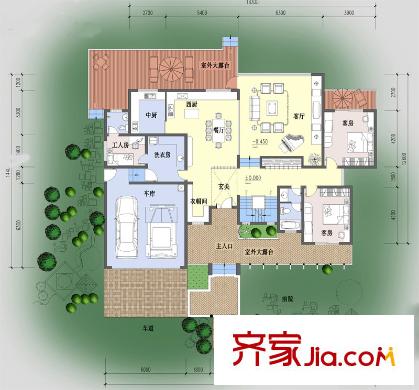 紫薇山莊C戶型 平地北入口平面圖 2室2廳1衛(wèi)2廚