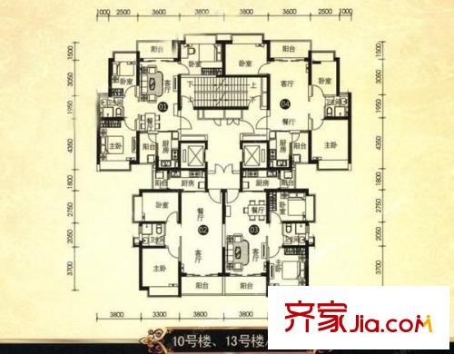 恒大城 10號、13號樓 戶型圖
