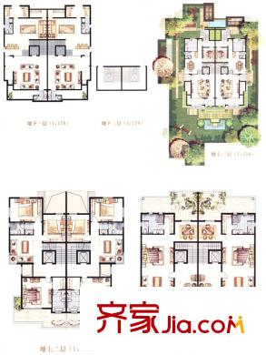 曲江鳳凰池11#樓雙拼別墅云景居 6室4廳6衛(wèi)1廚