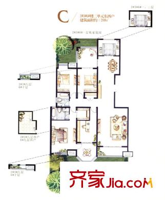曲江鳳凰池2#2#6#樓C戶型 4室2廳2衛(wèi)1廚