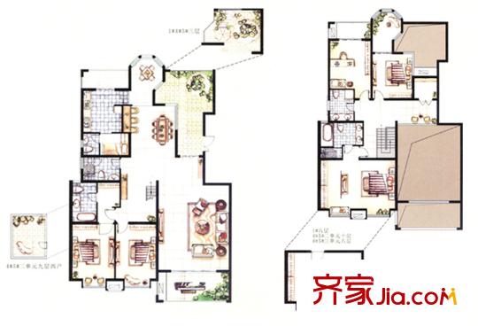 曲江鳳凰池1#4#5#樓復(fù)式A戶型 5室4廳4衛(wèi)1廚
